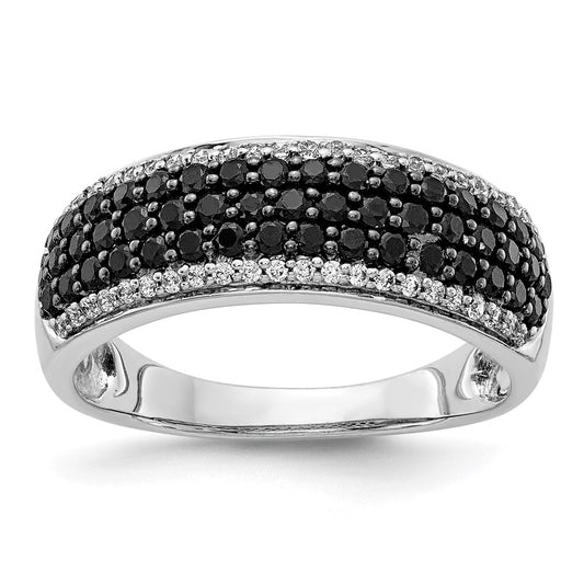 14k White Gold White and Black Diamond Band Ring