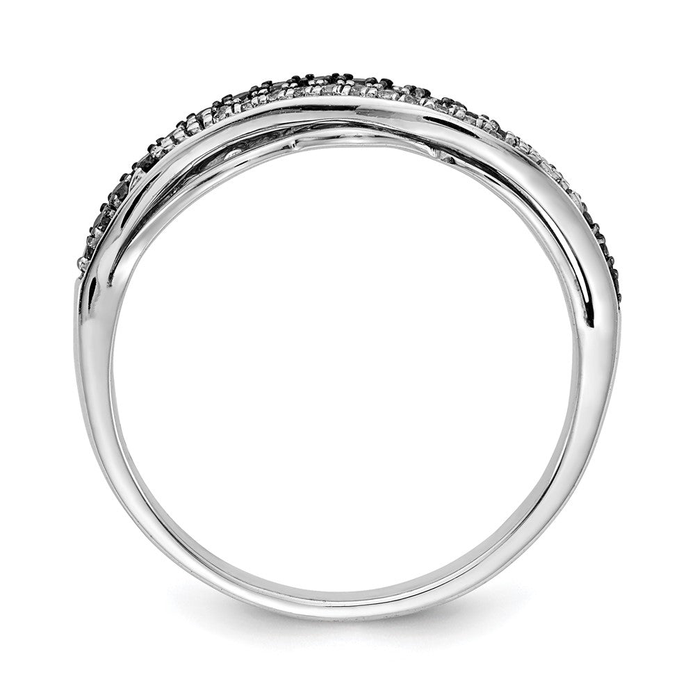 14k White Gold w/Black Rhd Fancy Black and White Diamond Ring