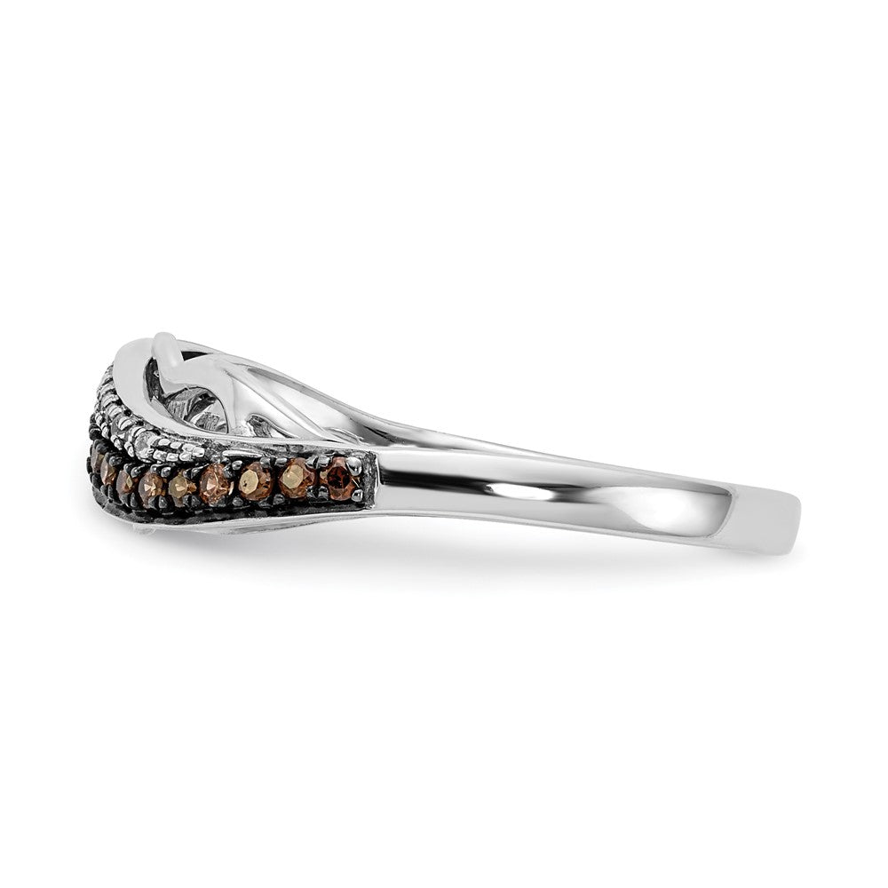 14k White Gold w/Black Rhd Fancy Black and White Diamond Ring