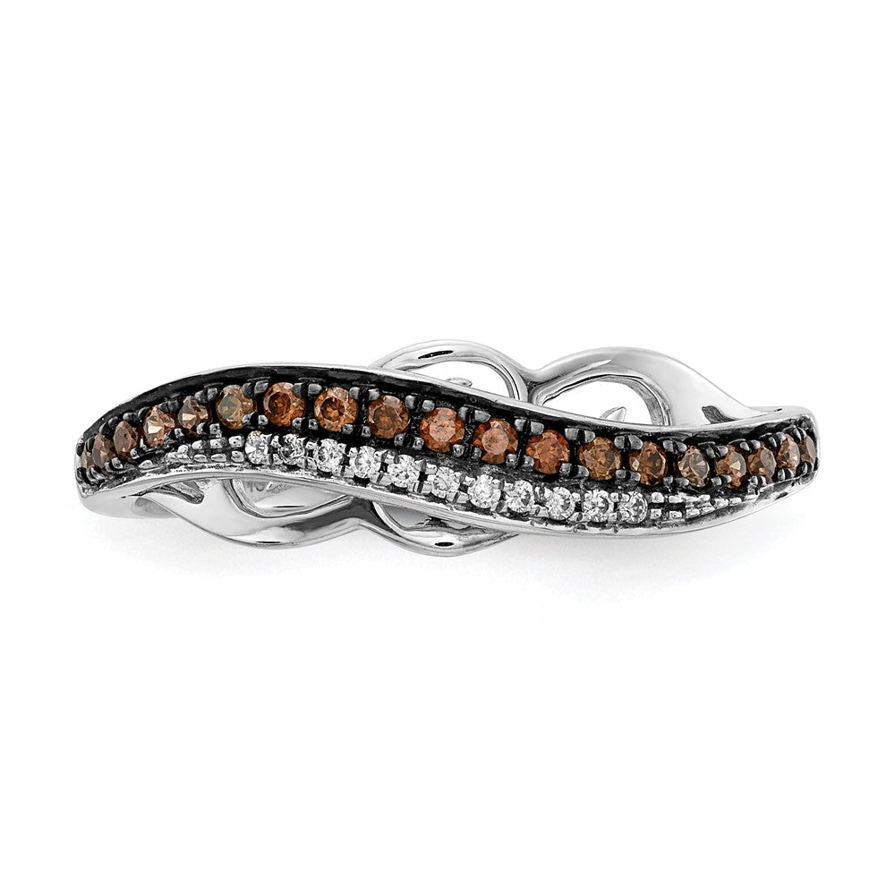 14k White Gold w/Black Rhd Fancy Black and White Diamond Ring