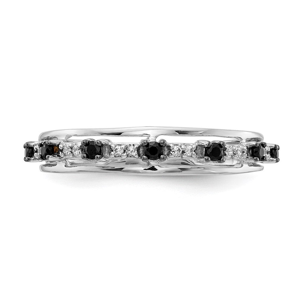 14k White Gold Black and White Diamond Ring