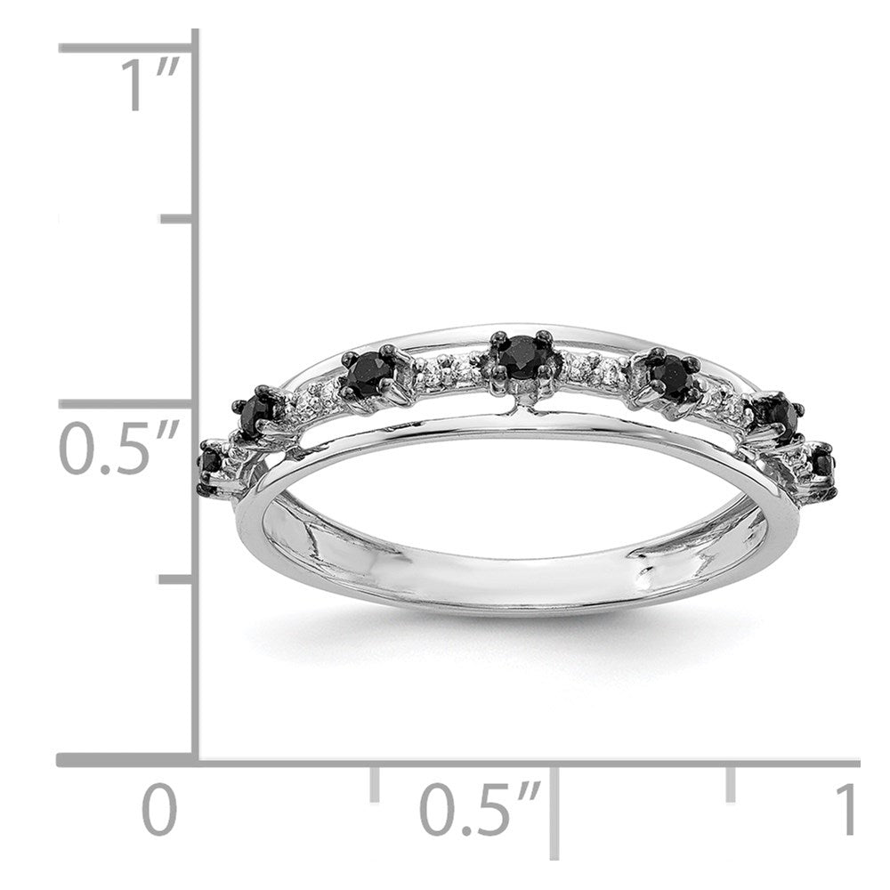 14k White Gold Black and White Diamond Ring