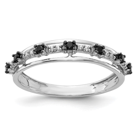 14k White Gold Black and White Diamond Ring