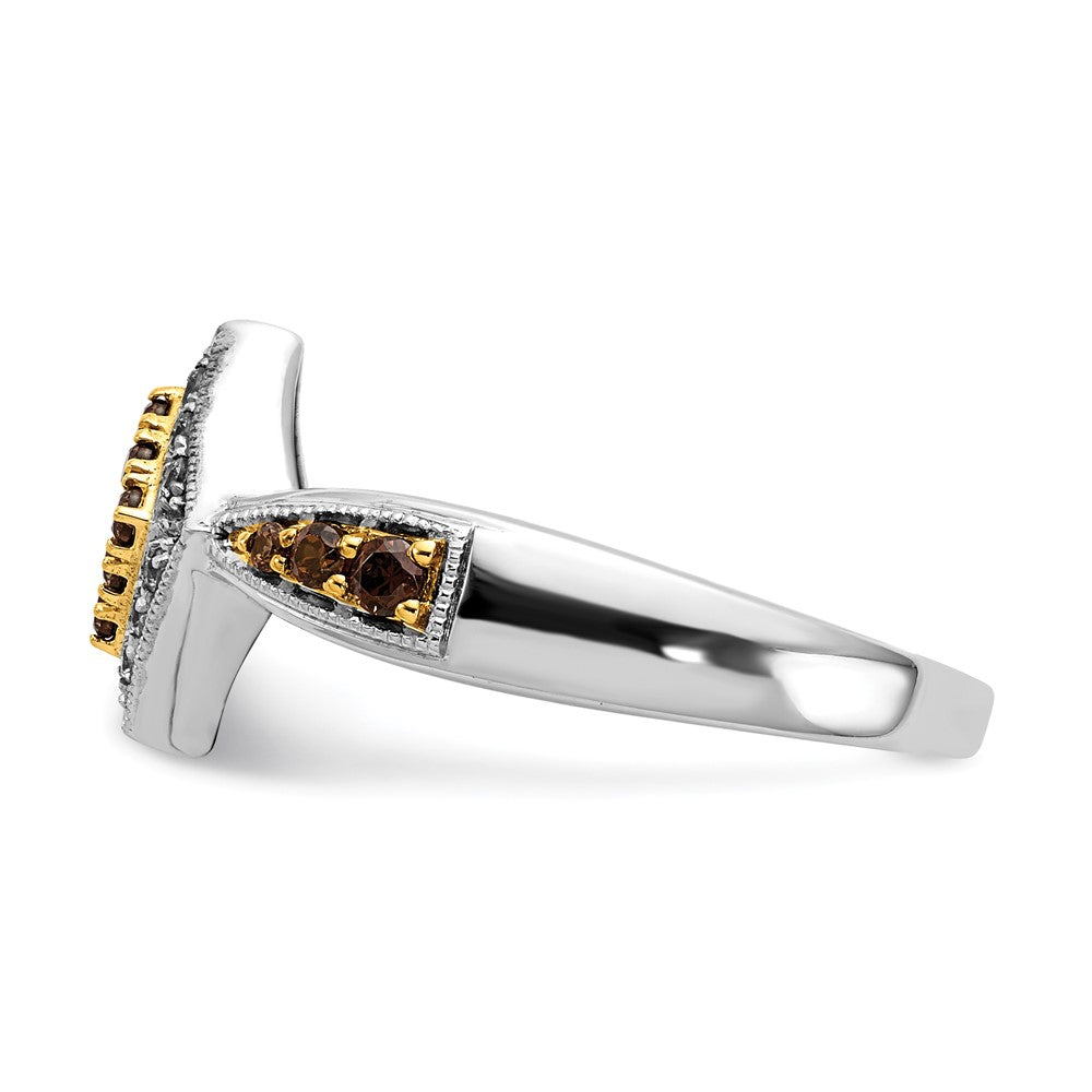 14k White w/Yellow Rhodium White and Champagne Diamond Ring