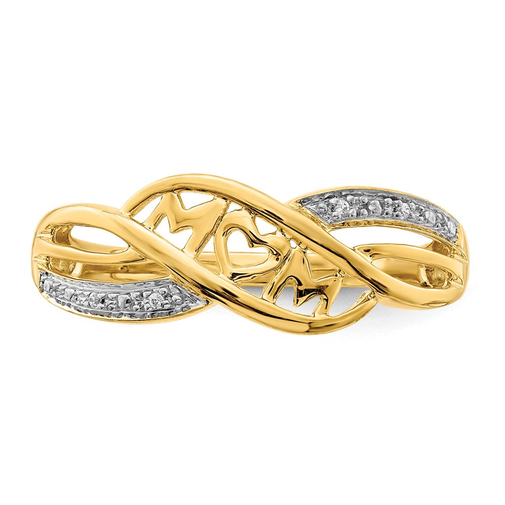 14k w/Rhodium Diamond MOM Ring