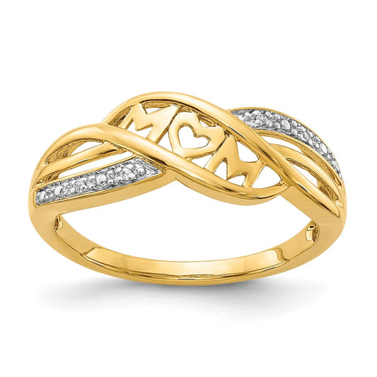 14k w/Rhodium Diamond MOM Ring