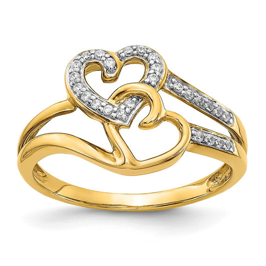 14k Diamond Hearts Ring