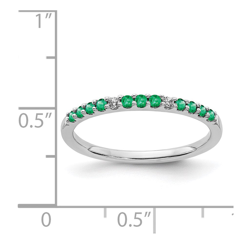 14k White Gold Diamond and Emerald Band