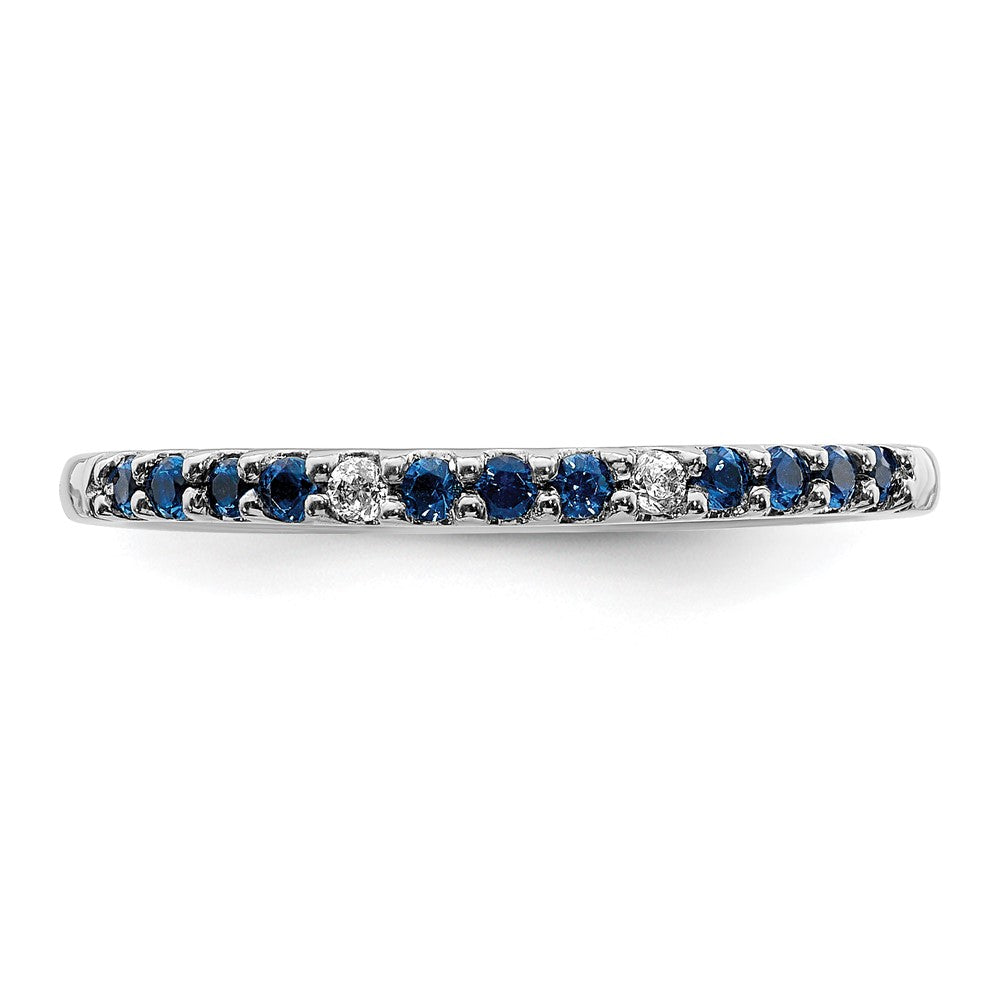 14k White Gold Diamond and Sapphire Band