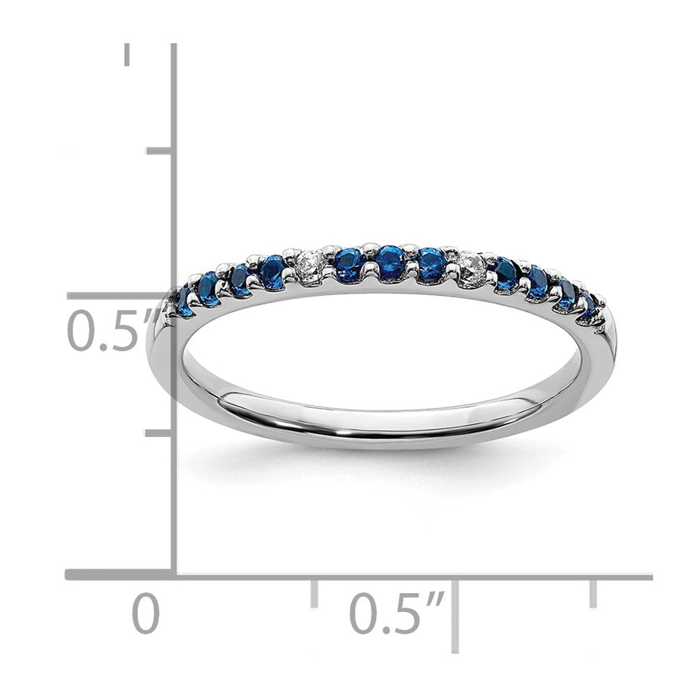 14k White Gold Diamond and Sapphire Band
