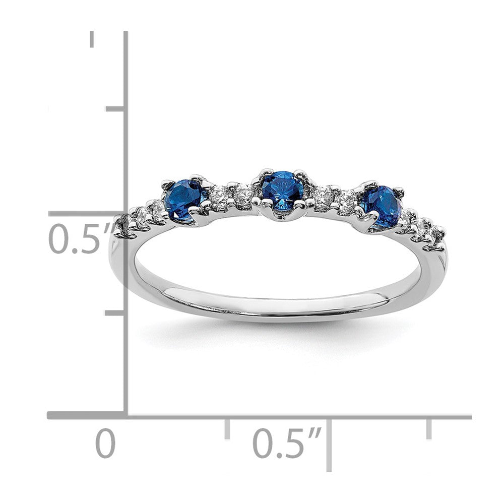 14k White Gold Diamond and Sapphire 3-Stone Ring