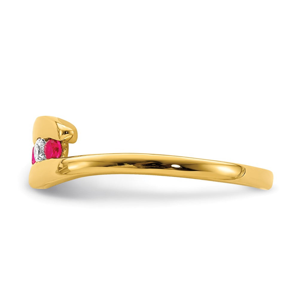 14k Yellow Gold Ruby and Diamond 3-stone Ring