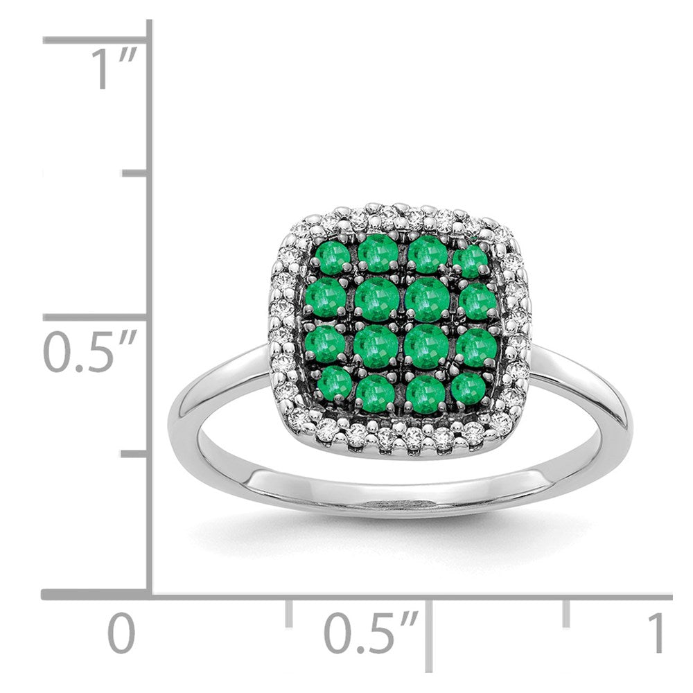 14k White Gold Diamond and Emerald Ring