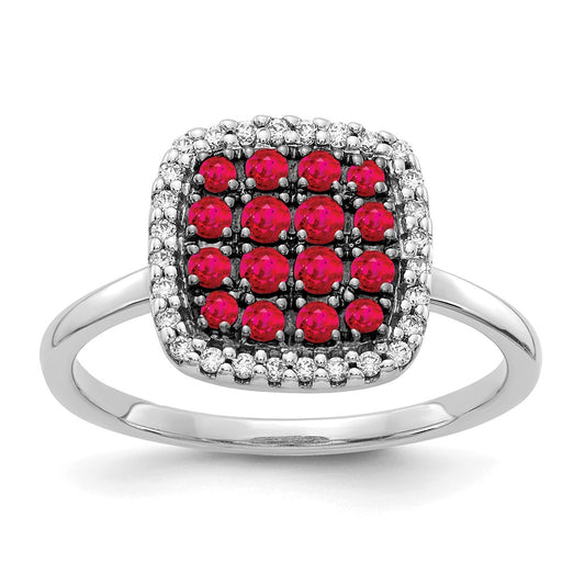 14k White Gold Diamond and Ruby Ring