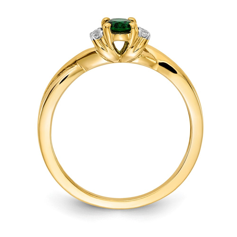 14k Diamond and Oval Emerald Ring