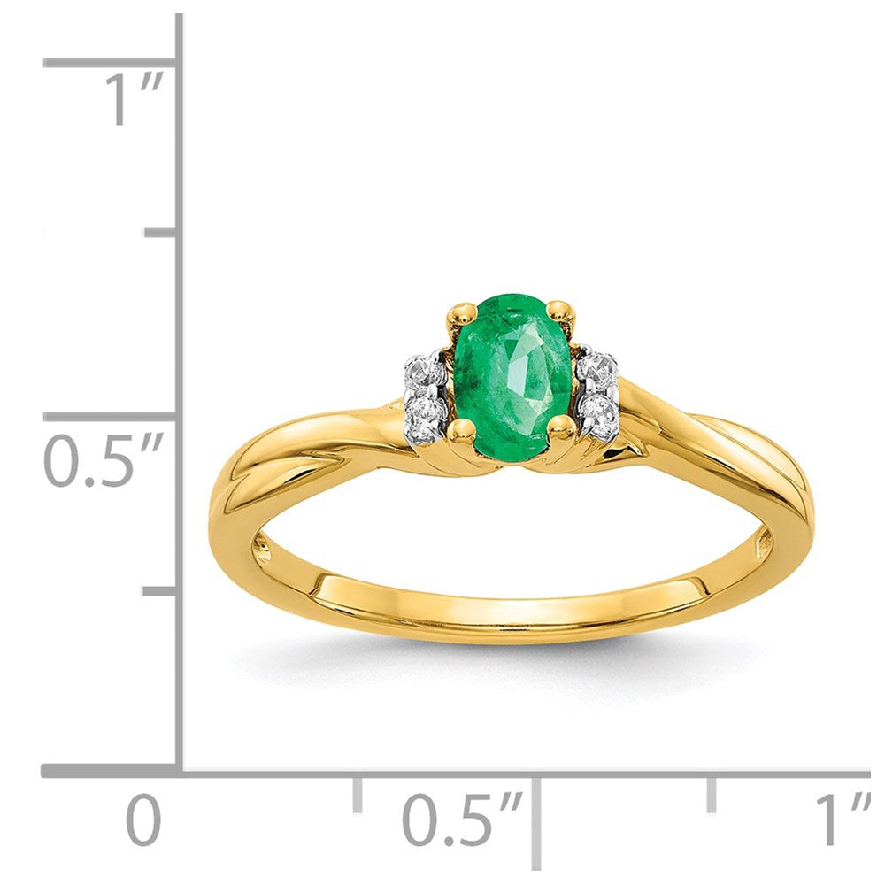 14k Diamond and Oval Emerald Ring
