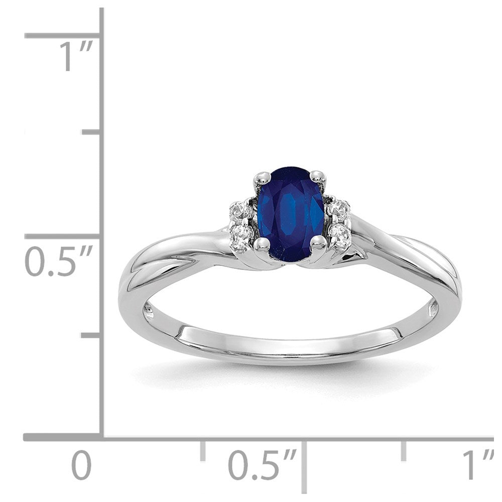 14k White Gold Diamond and Oval Sapphire Ring