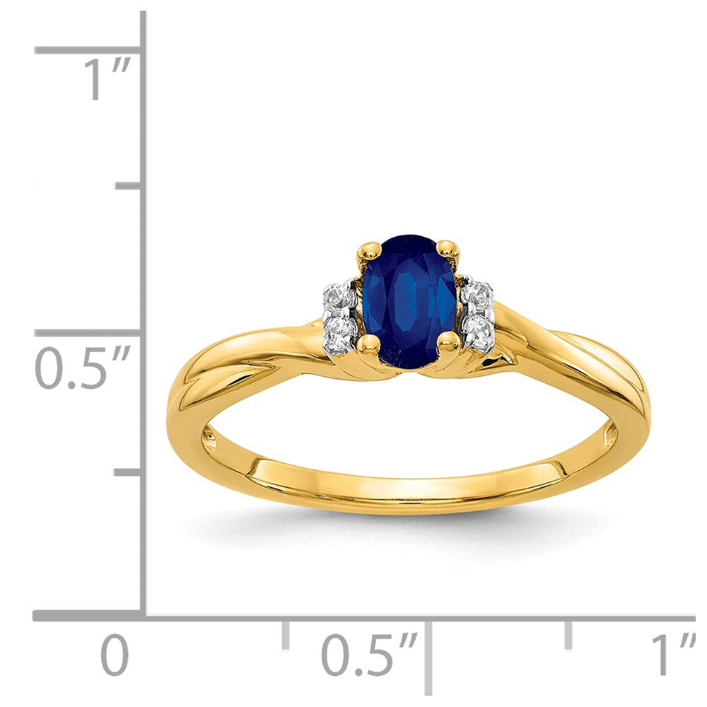 14k Diamond and Oval Sapphire Ring