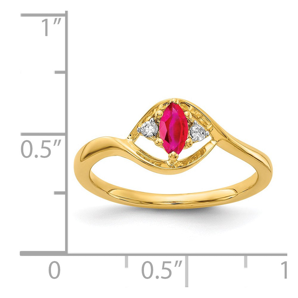 14k Diamond and Marquise Ruby Ring