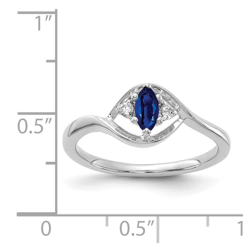 14k White Gold Diamond and Marquise Sapphire Ring