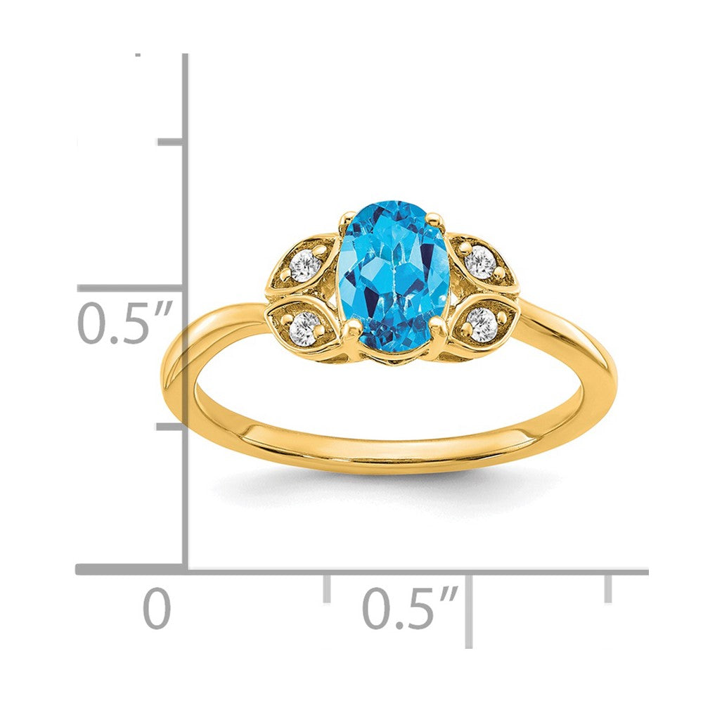 14k Blue Topaz and Diamond Ring