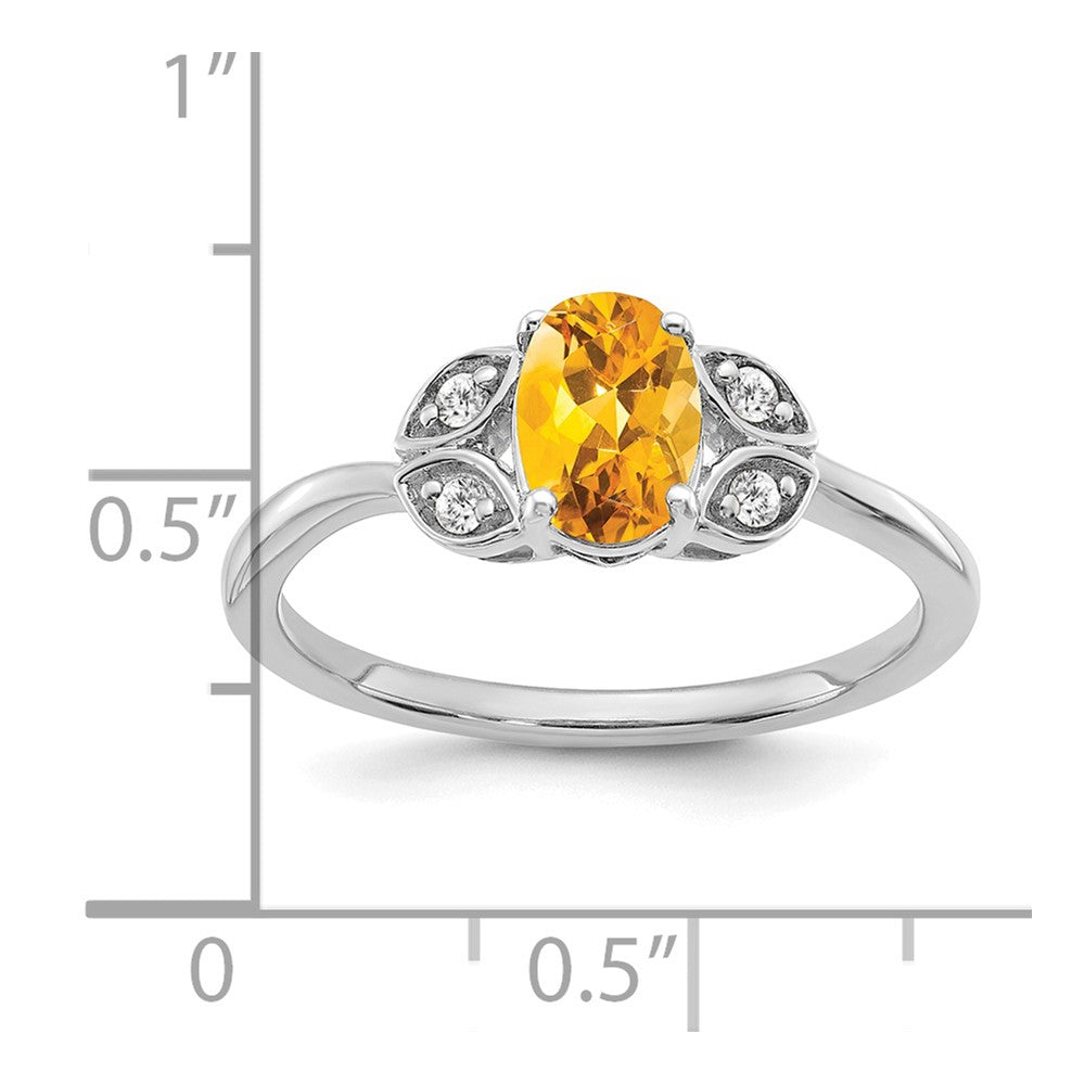 14k White Gold Citrine and Diamond Ring