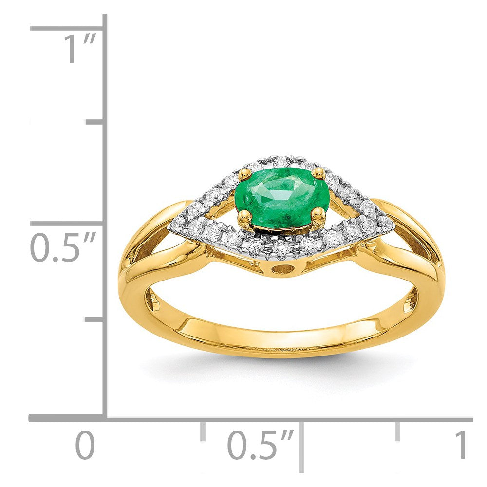 14k Diamond and Emerald Ring