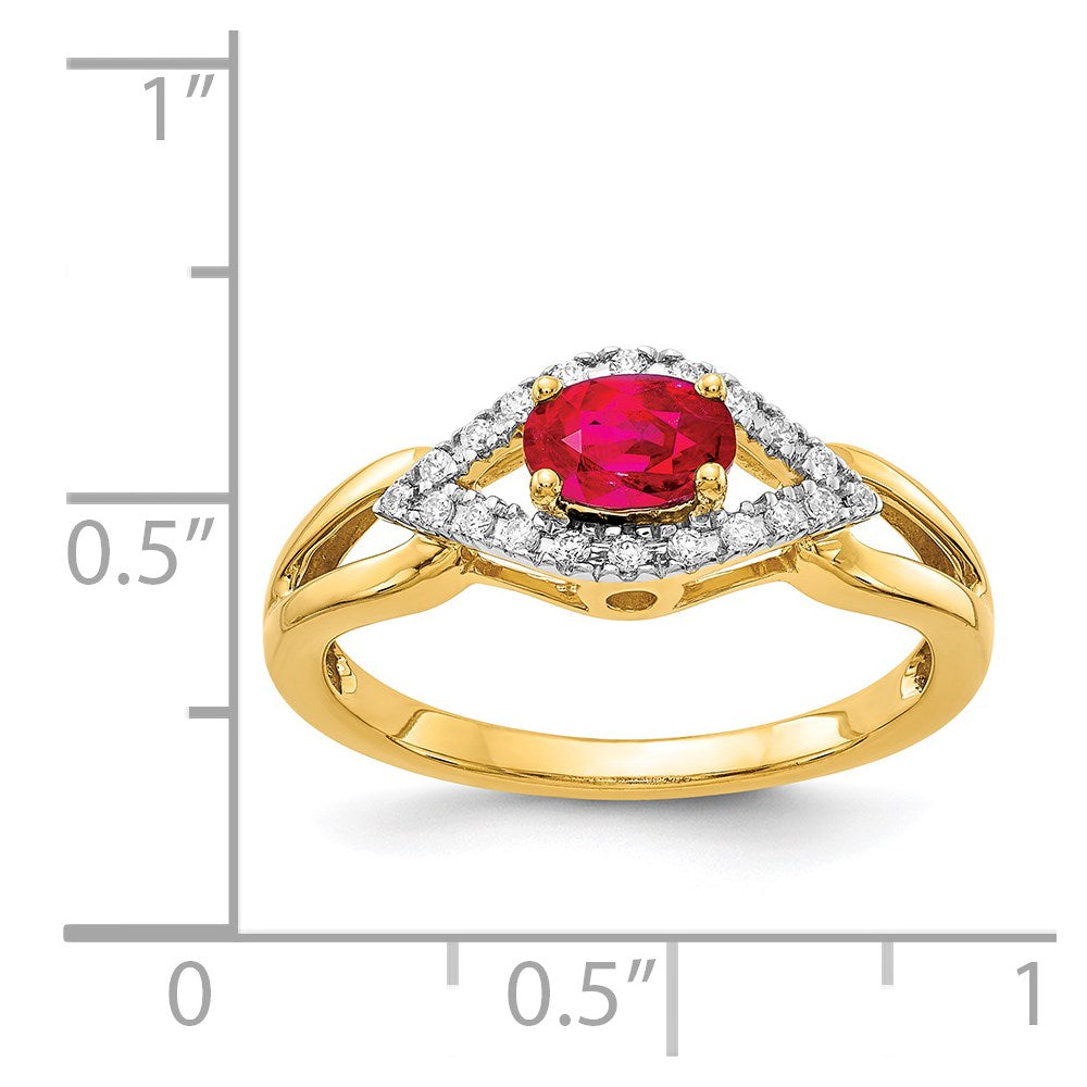 14k Diamond and Ruby Ring