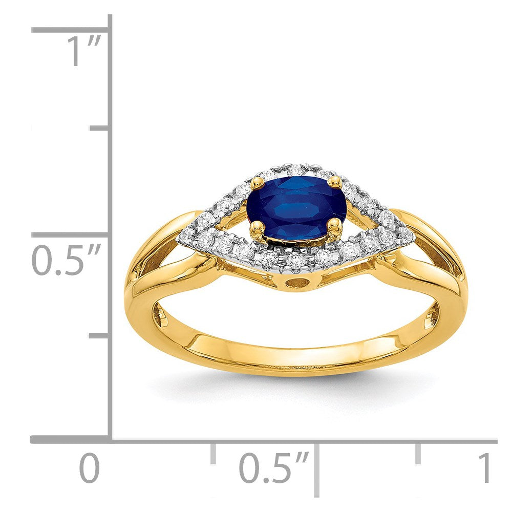 14k Diamond and Sapphire Ring