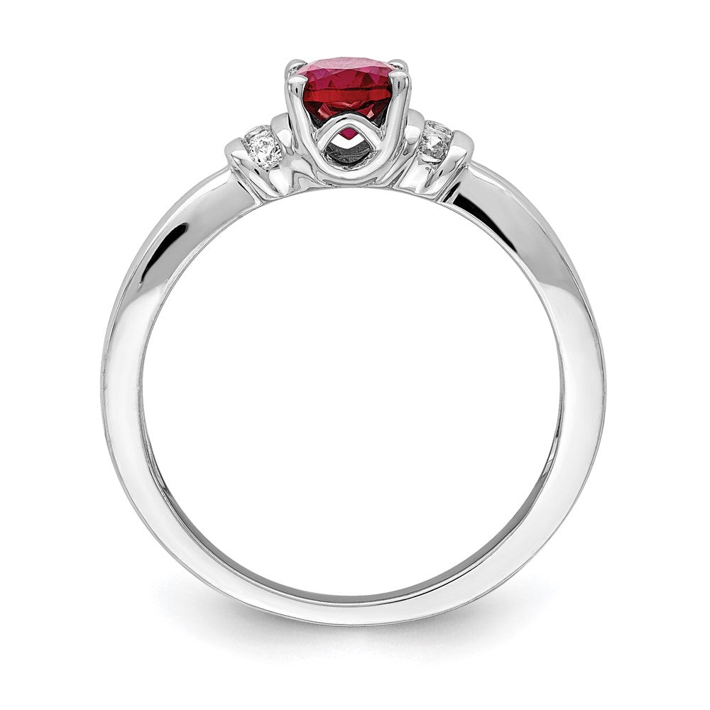 14k White Gold Diamond and Oval Ruby Ring