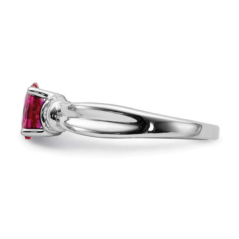 14k White Gold Diamond and Oval Ruby Ring