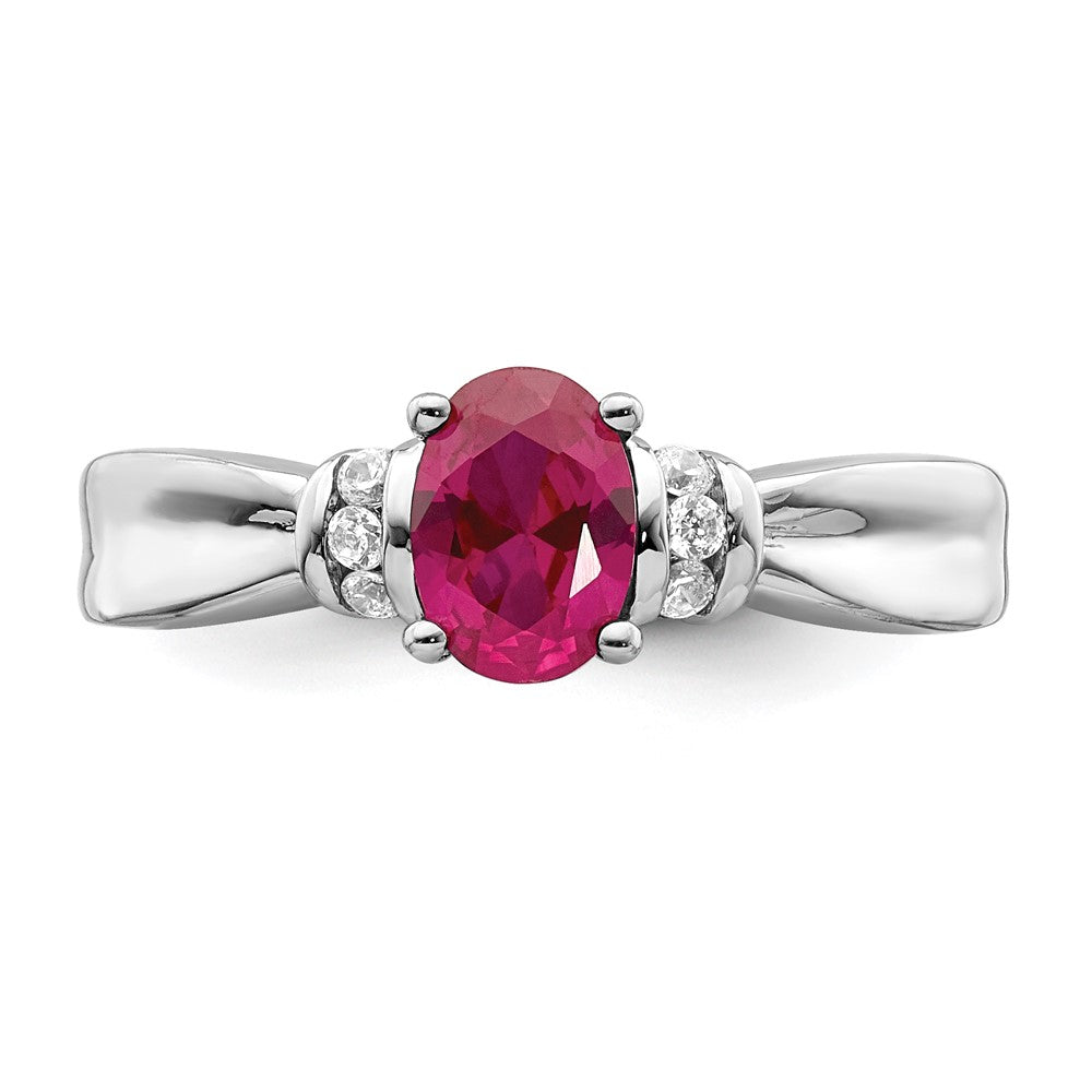 14k White Gold Diamond and Oval Ruby Ring