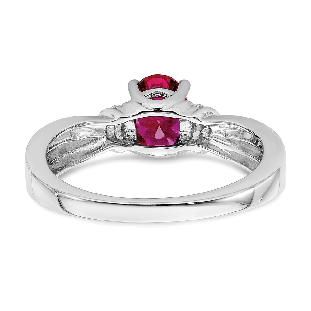 14k White Gold Diamond and Oval Ruby Ring