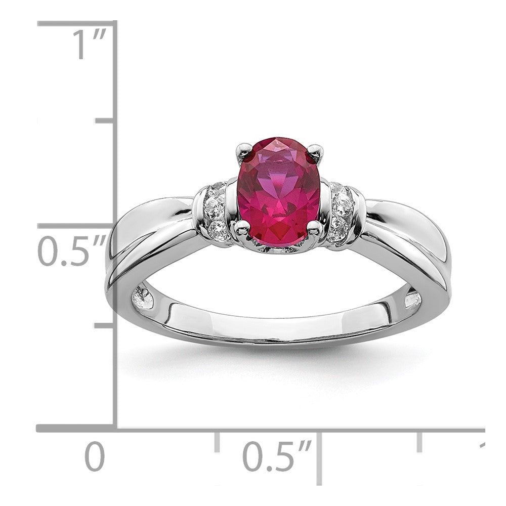 14k White Gold Diamond and Oval Ruby Ring
