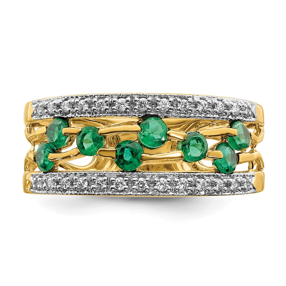14k Emerald and Diamond Ring