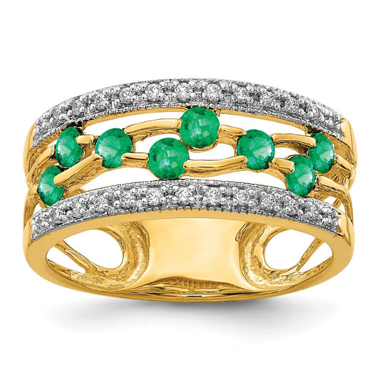 14k Emerald and Diamond Ring