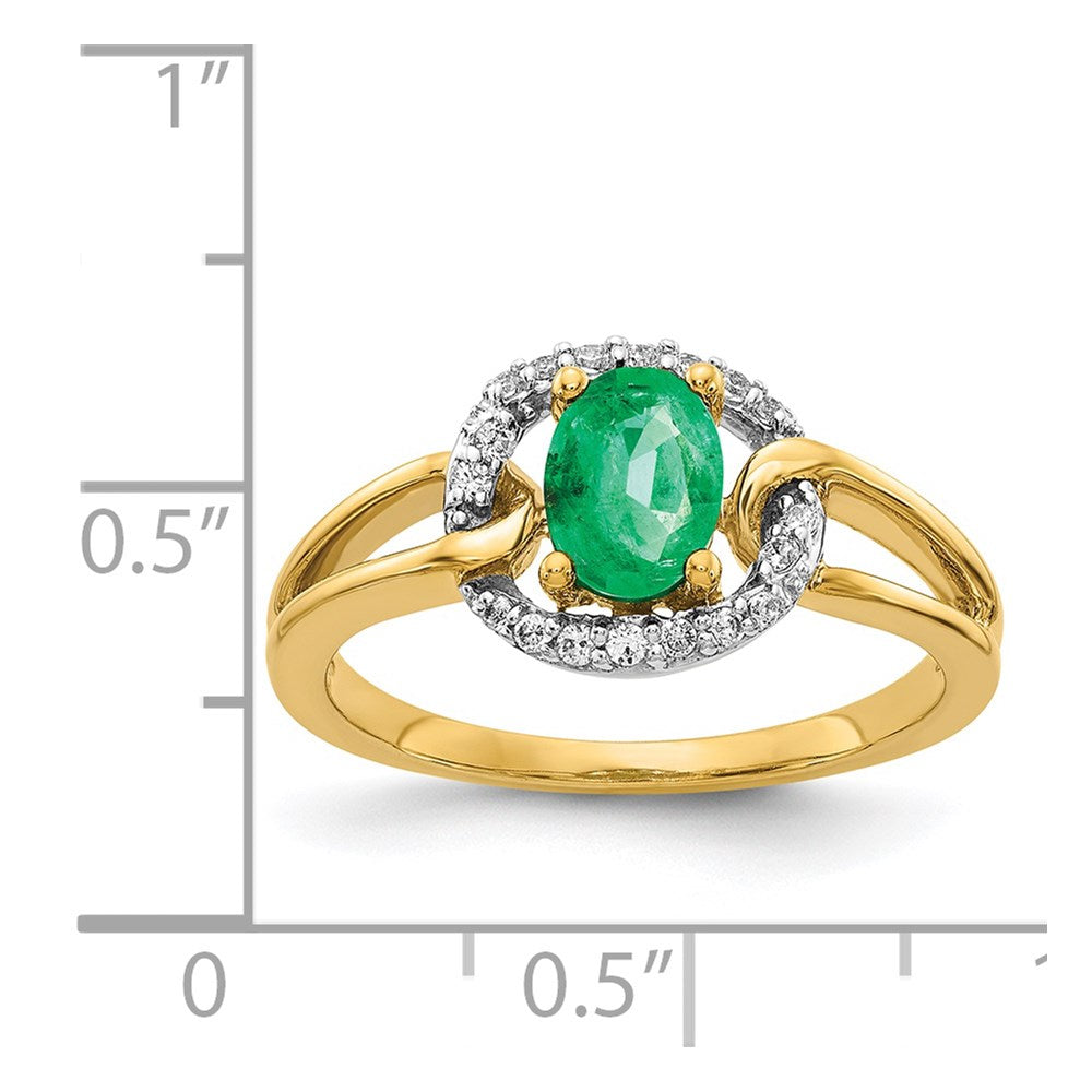 14k Diamond and Oval Emerald Ring