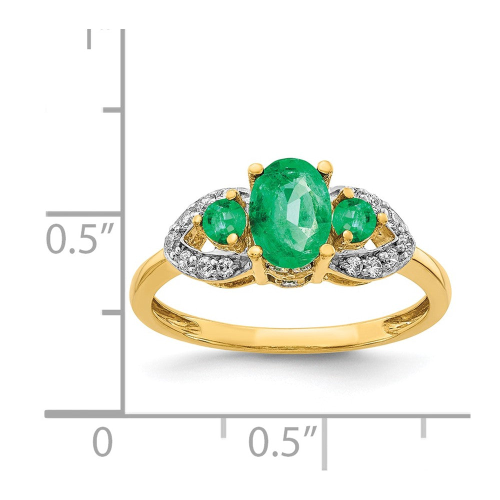 14k Oval Emerald and Diamond Ring