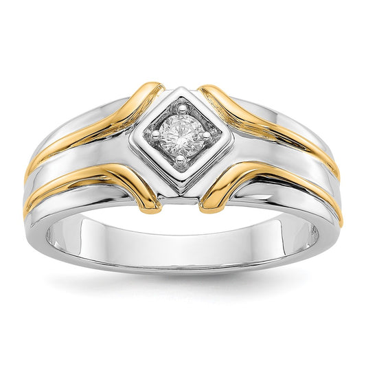 14k Two-tone Diamond Mens Ring