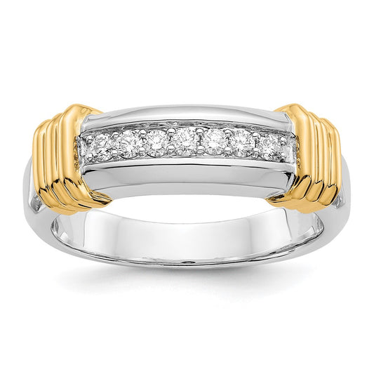14k Two-tone Diamond Mens Ring