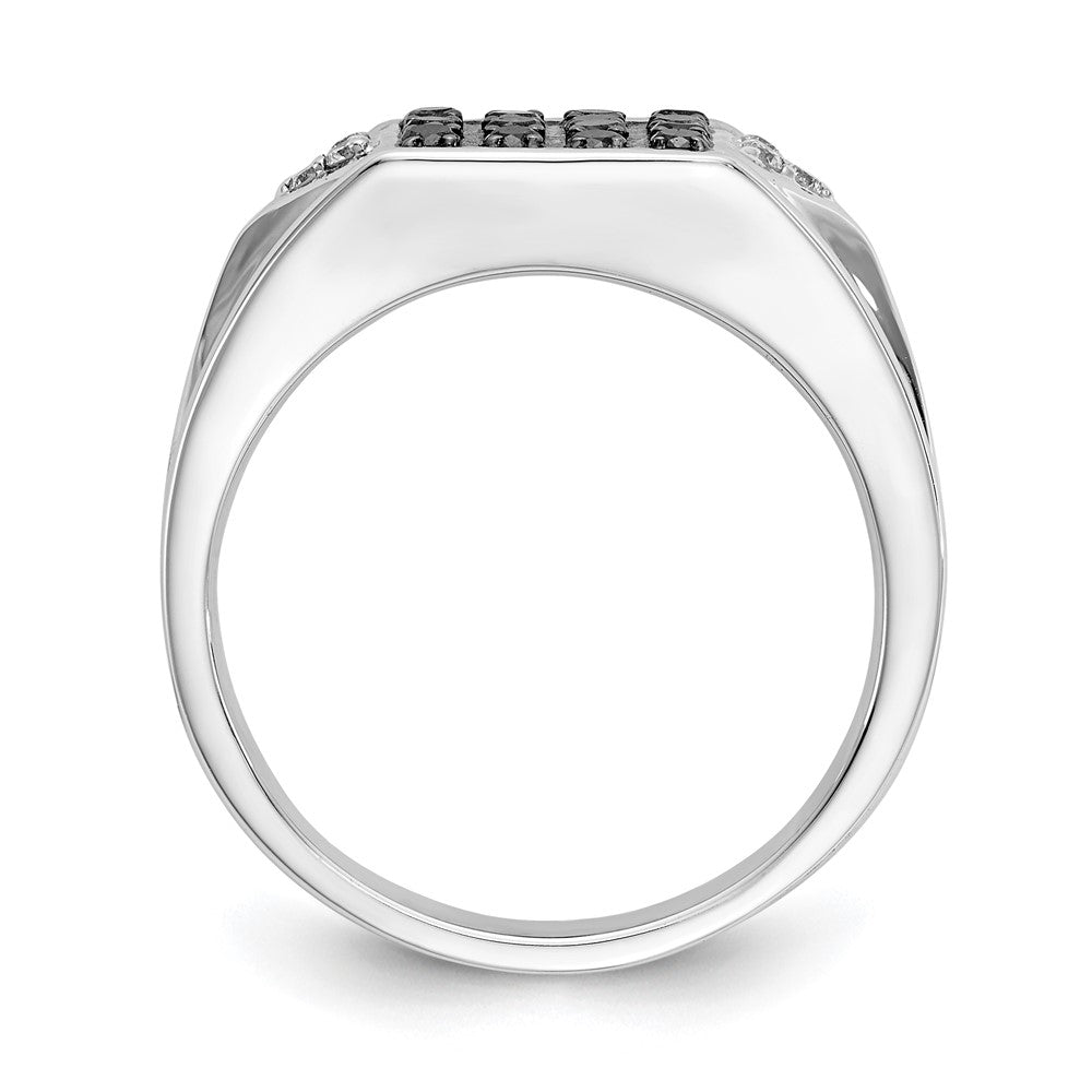 14k White Gold Black and White Diamond Mens Ring