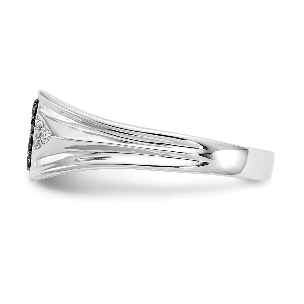 14k White Gold Black and White Diamond Mens Ring