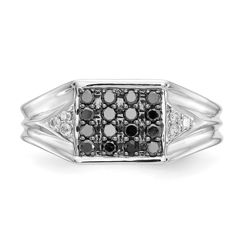 14k White Gold Black and White Diamond Mens Ring