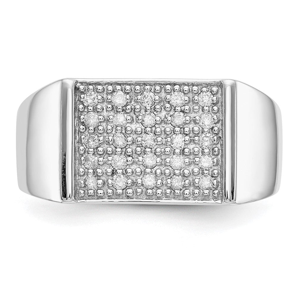 14k White Gold Diamond Mens Ring