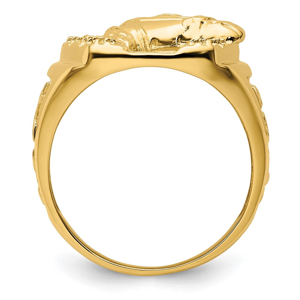14k Yellow Gold Horseshoe w/Horse in Center Mens Ring Mounting