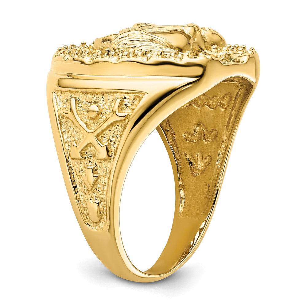 14k Yellow Gold Horseshoe w/Horse in Center Mens Ring Mounting