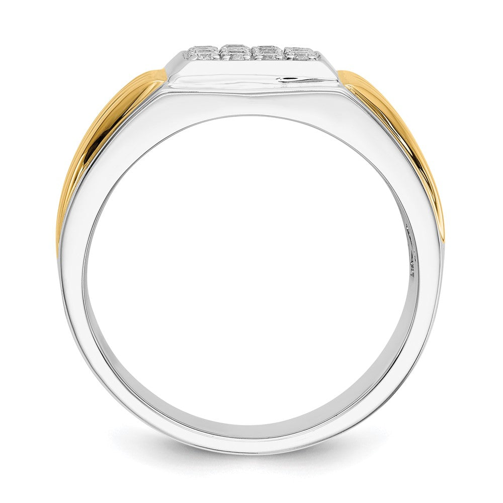 14k Two-tone Diamond Square Mens Ring