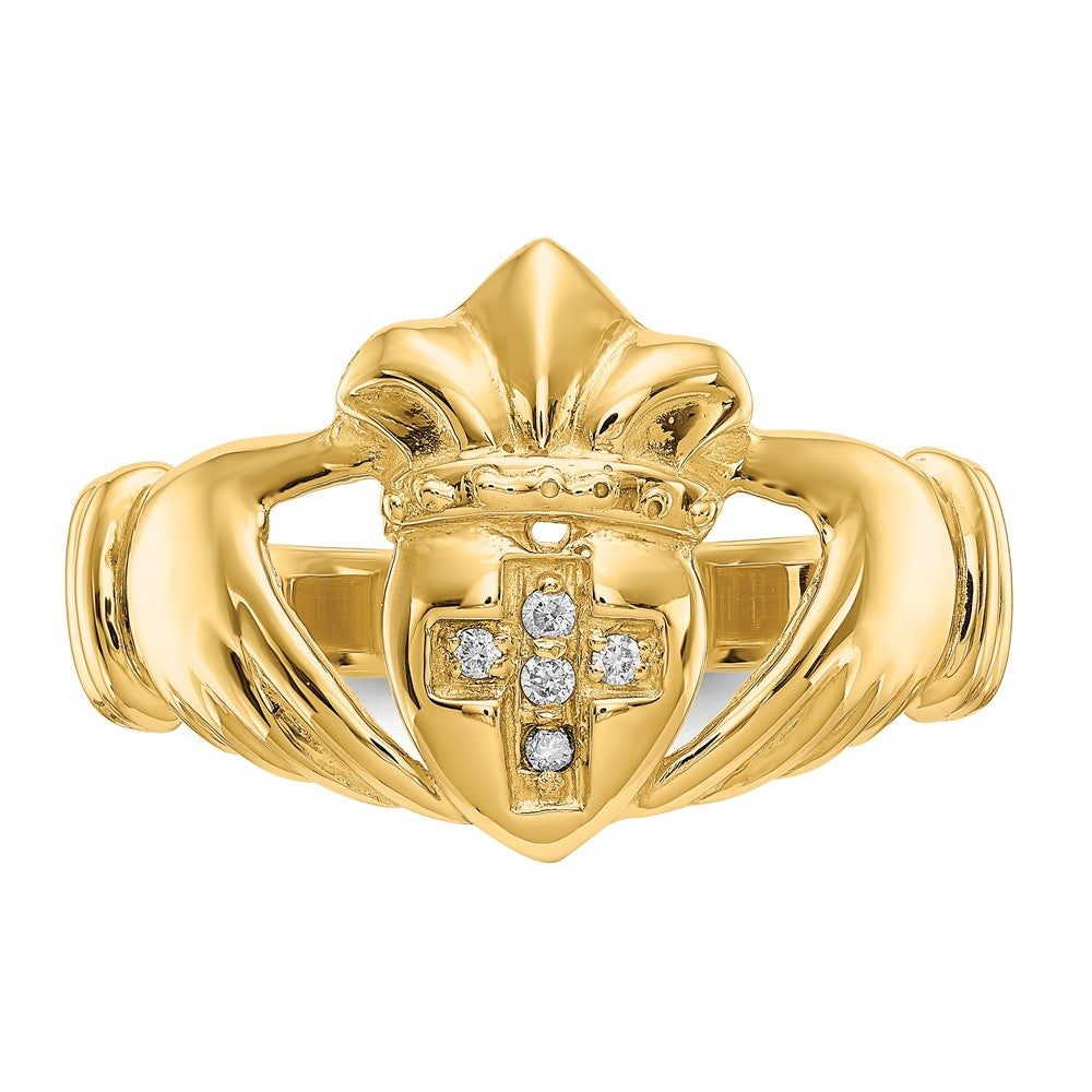 14k AA Diamond Claddagh Ring