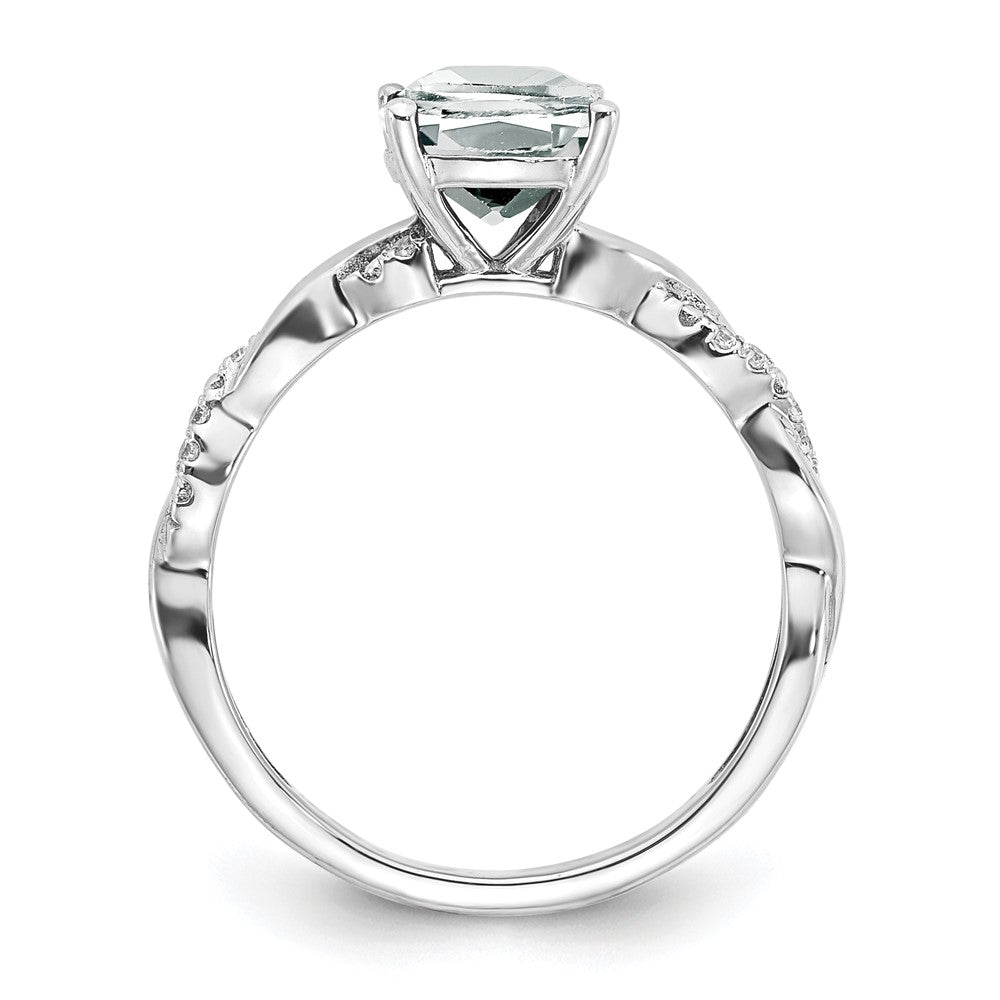 Sterling Silver Rhodium-plated White Topaz and Diamond Ring