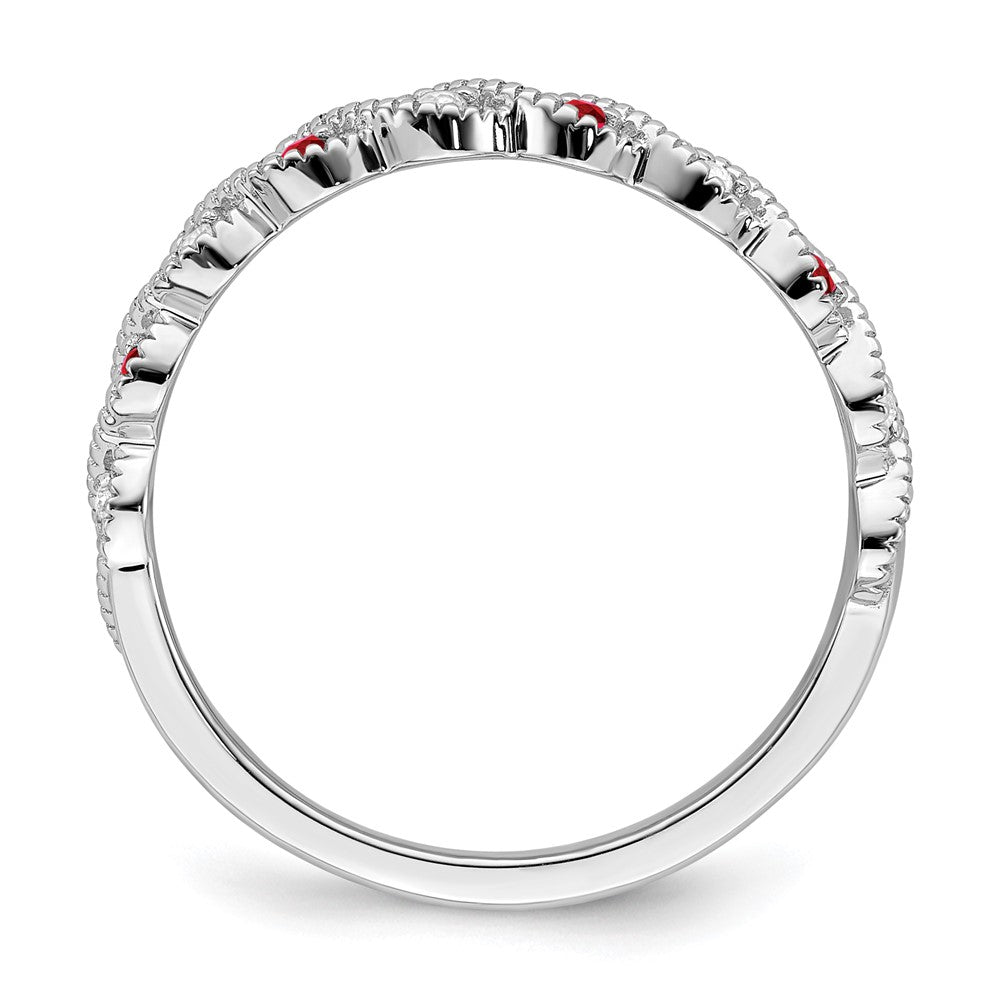 14k White Gold Ruby and Diamond Twist Band